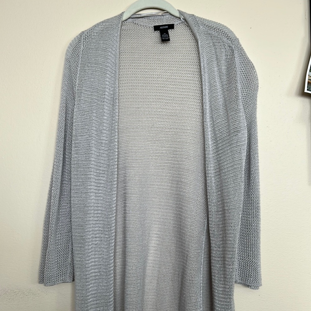 Alfani Brand Long Cardigan light gray Women’s Size M-perfect for Spring!